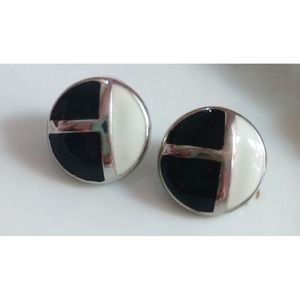 Chico's Black and White Enamel Earrings